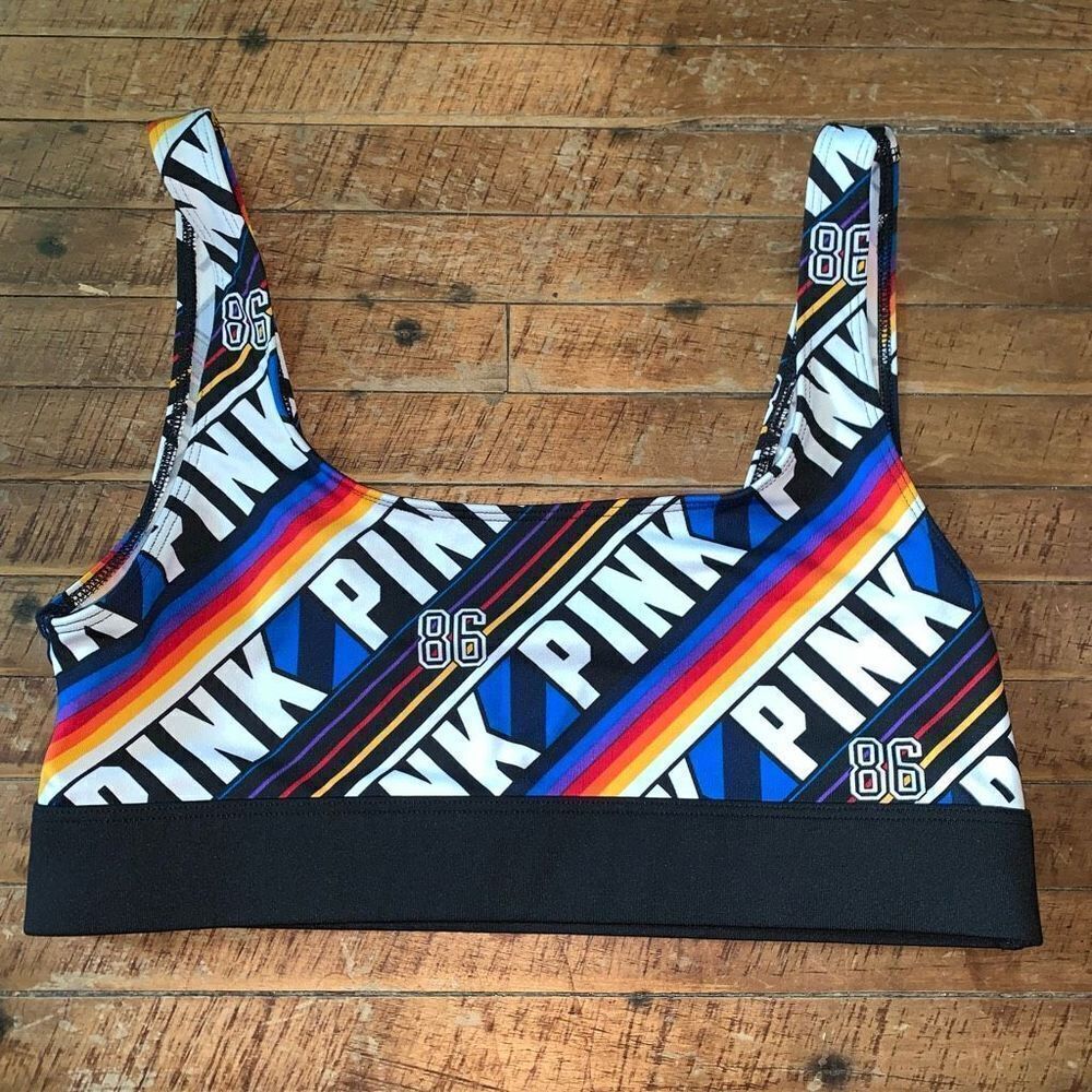 Victoria’s Secret Pink Ultimate rainbow M wireless workout sporty bra